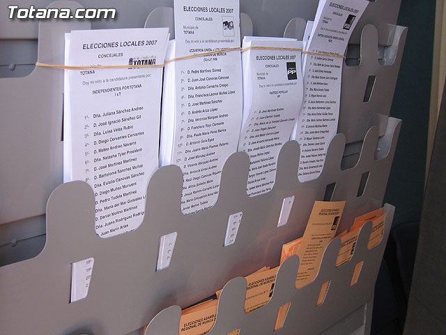 Votaciones. Elecciones municipales y autonmicas. 27 de Mayo de 2007 - 7